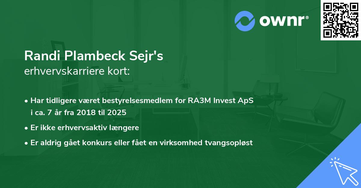 Randi Plambeck Sejr's erhvervskarriere kort