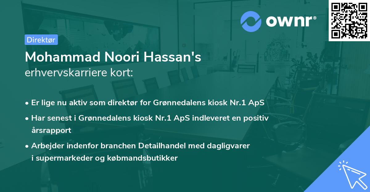 Mohammad Noori Hassan's erhvervskarriere kort