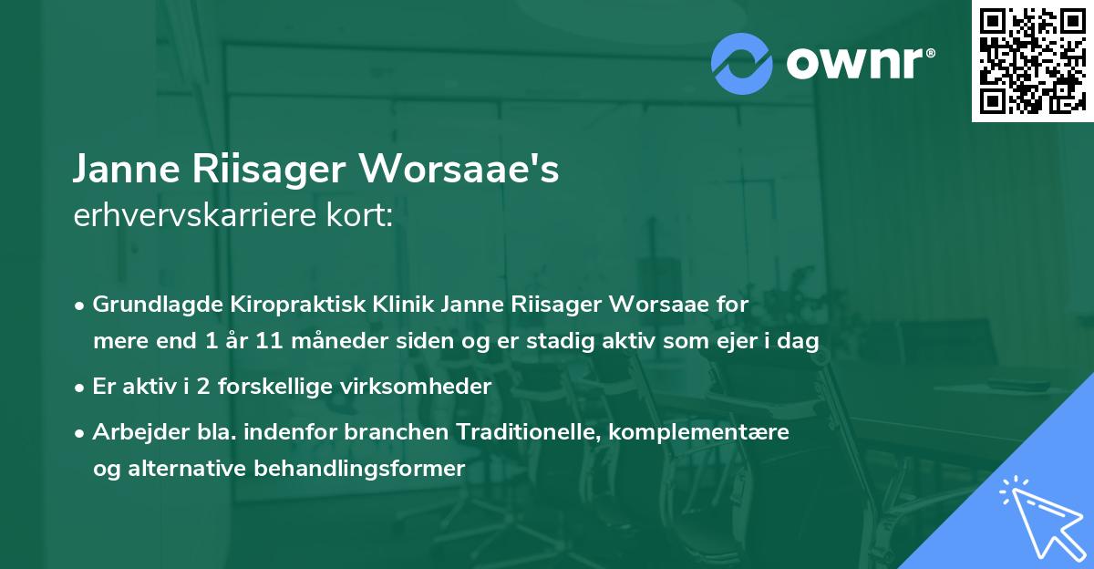 Janne Riisager Worsaae's erhvervskarriere kort