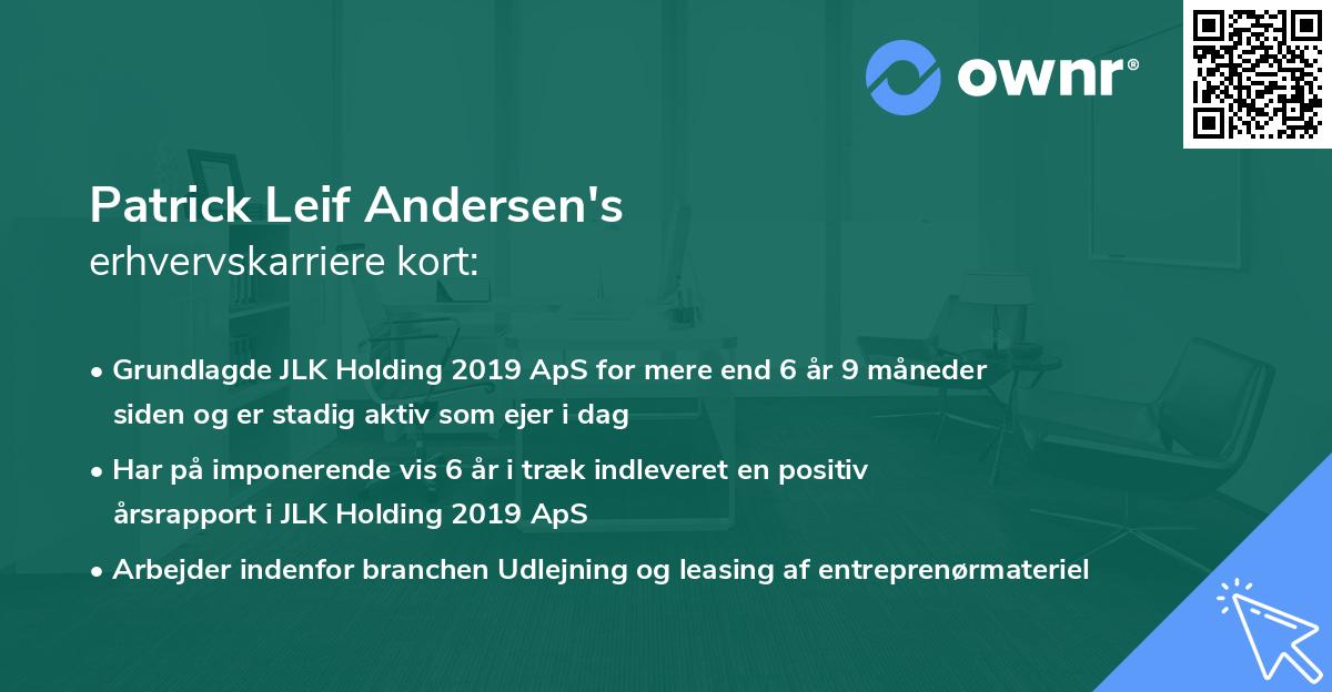 Patrick Leif Andersen's erhvervskarriere kort