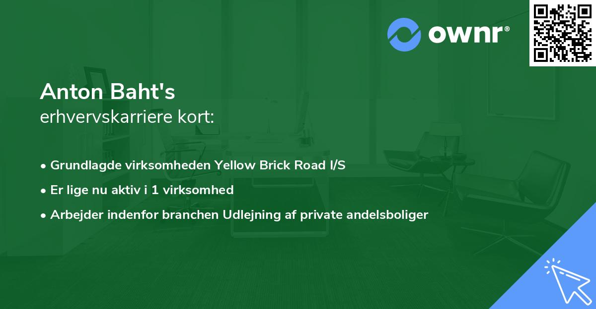 Anton Baht's erhvervskarriere kort