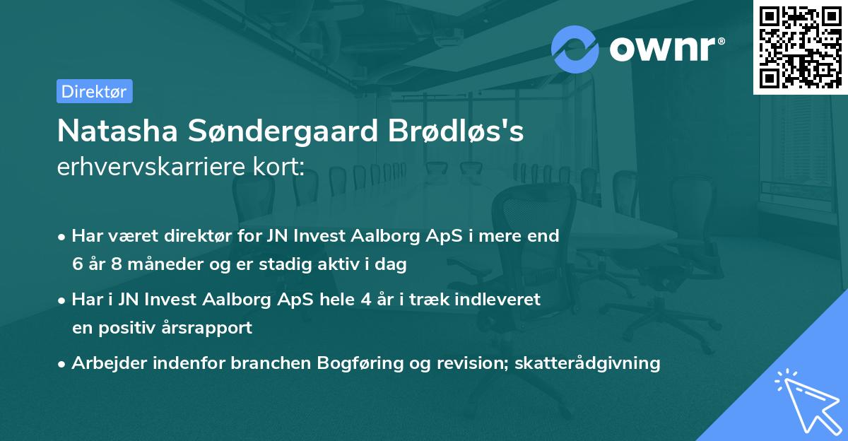 Natasha Søndergaard Brødløs's erhvervskarriere kort