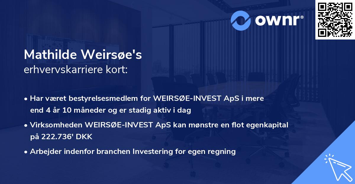 Mathilde Weirsøe's erhvervskarriere kort
