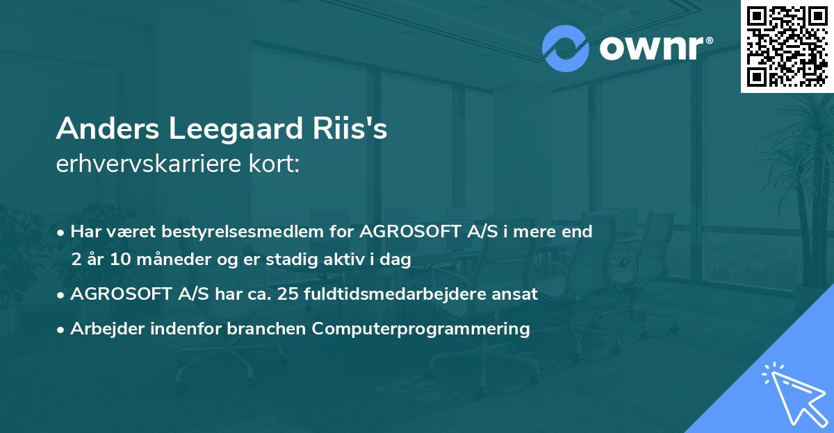 Anders Leegaard Riis's erhvervskarriere kort