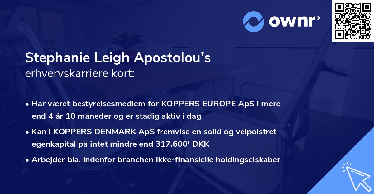 Stephanie Leigh Apostolou's erhvervskarriere kort