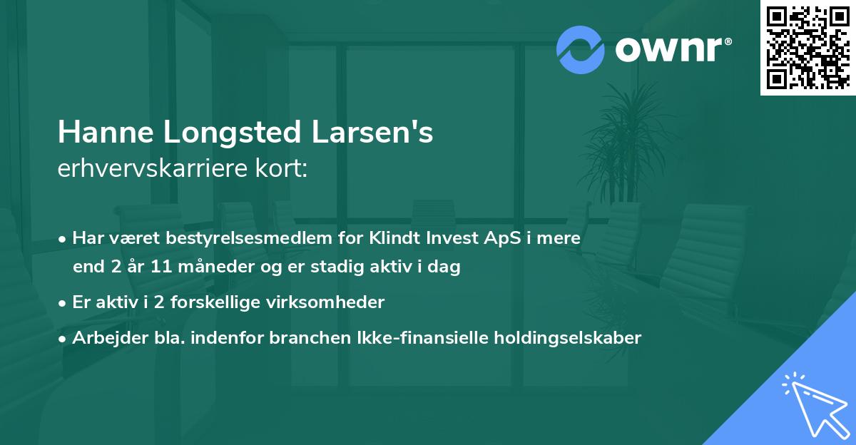 Hanne Longsted Larsen's erhvervskarriere kort