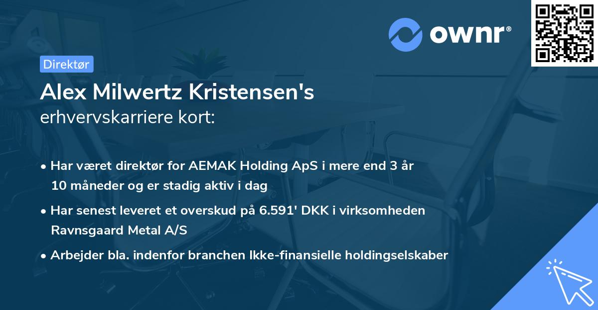 Alex Milwertz Kristensen's erhvervskarriere kort