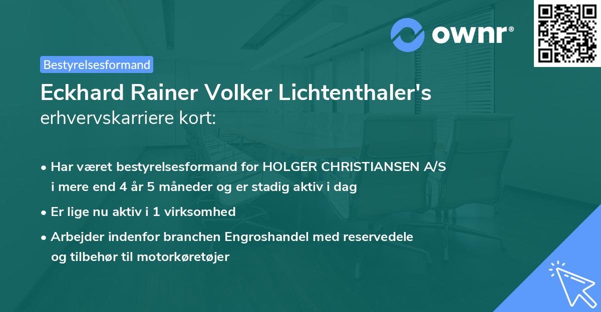 Eckhard Rainer Volker Lichtenthaler's erhvervskarriere kort