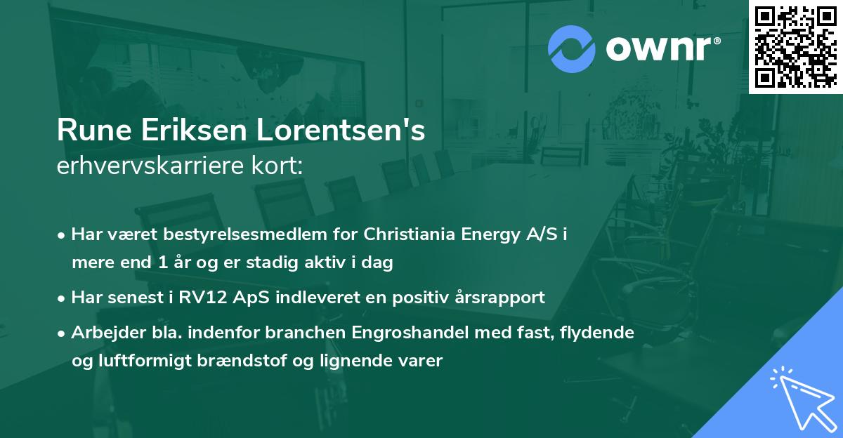 Rune Eriksen Lorentsen's erhvervskarriere kort