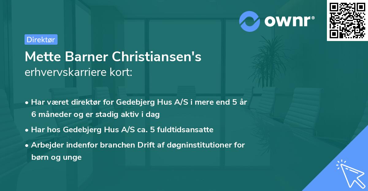 Mette Barner Christiansen's erhvervskarriere kort