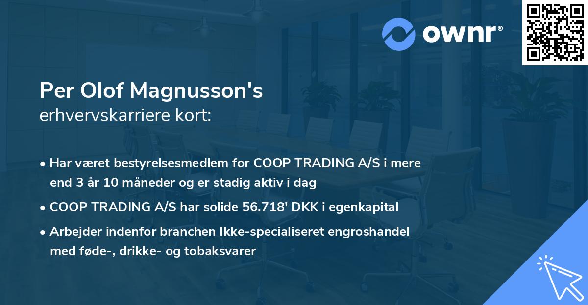 Per Olof Magnusson's erhvervskarriere kort