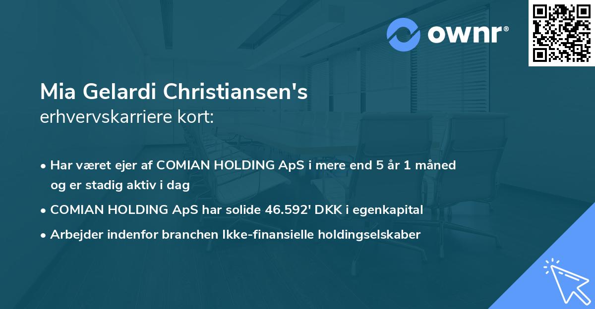 Mia Gelardi Christiansen's erhvervskarriere kort