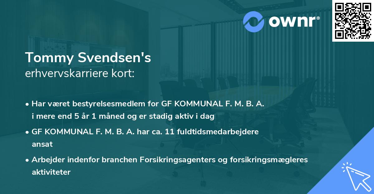 Tommy Svendsen's erhvervskarriere kort