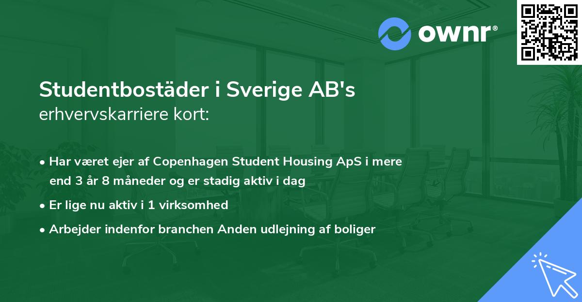 Studentbostäder i Sverige AB's erhvervskarriere kort