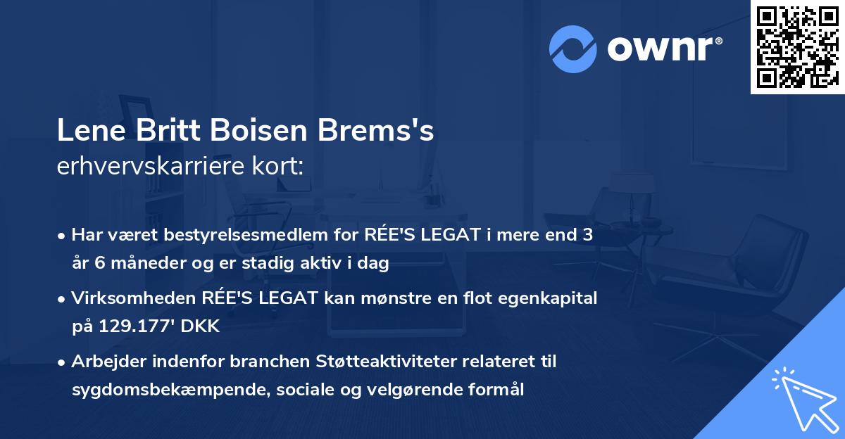 Lene Britt Boisen Brems's erhvervskarriere kort