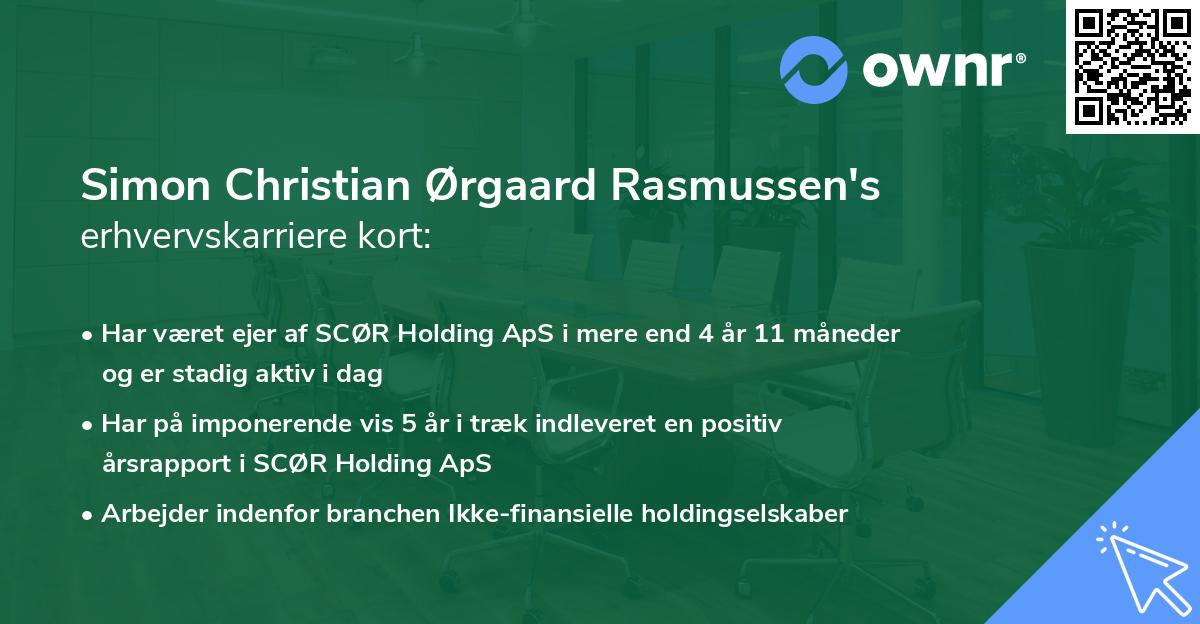 Simon Christian Ørgaard Rasmussen's erhvervskarriere kort