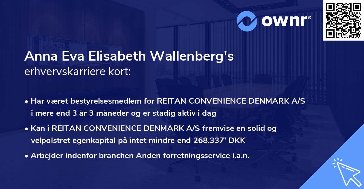 Anna Eva Elisabeth Wallenberg's erhvervskarriere kort