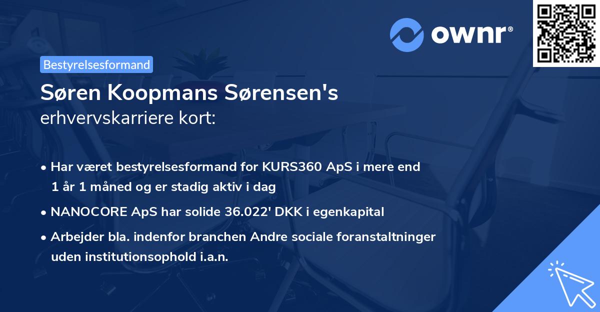 Søren Koopmans Sørensen's erhvervskarriere kort