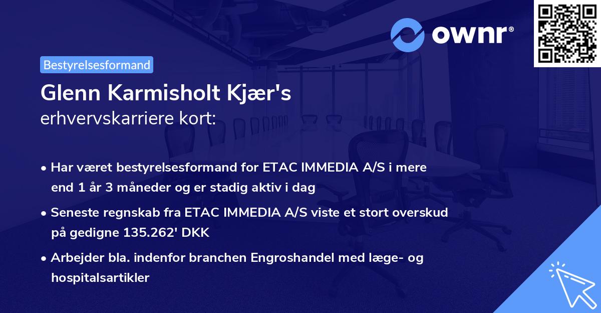 Glenn Karmisholt Kjær's erhvervskarriere kort