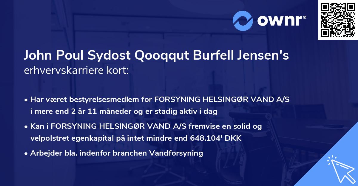 John Poul Sydost Qooqqut Burfell Jensen's erhvervskarriere kort