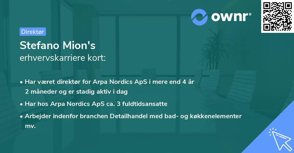Stefano Mion's erhvervskarriere kort
