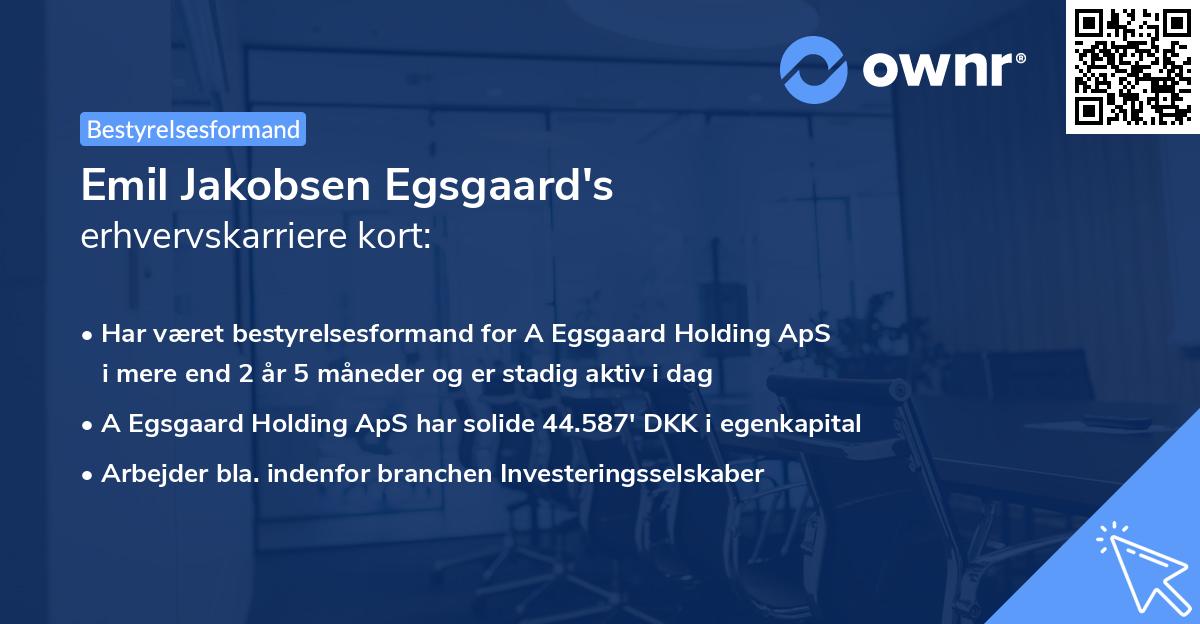 Emil Jakobsen Egsgaard's erhvervskarriere kort