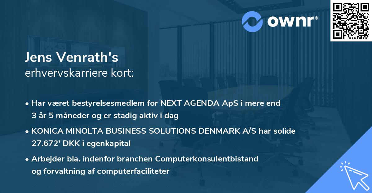 Jens Venrath's erhvervskarriere kort