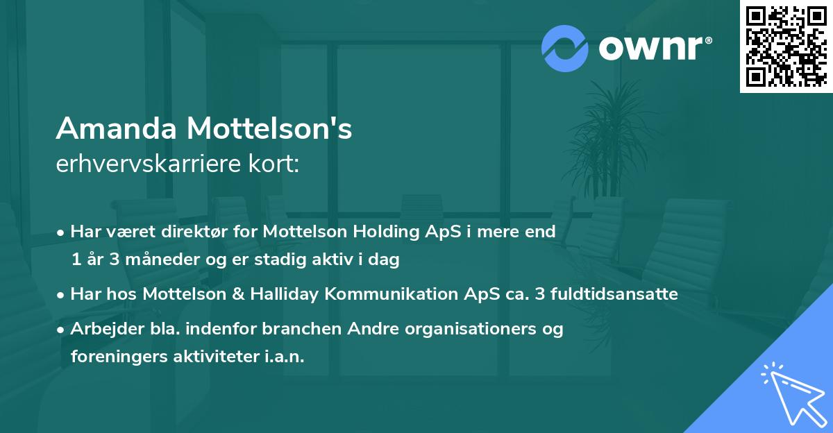 Amanda Mottelson's erhvervskarriere kort