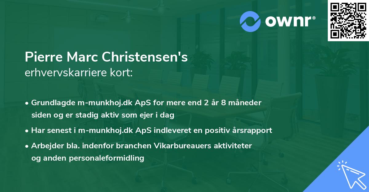 Pierre Marc Christensen's erhvervskarriere kort
