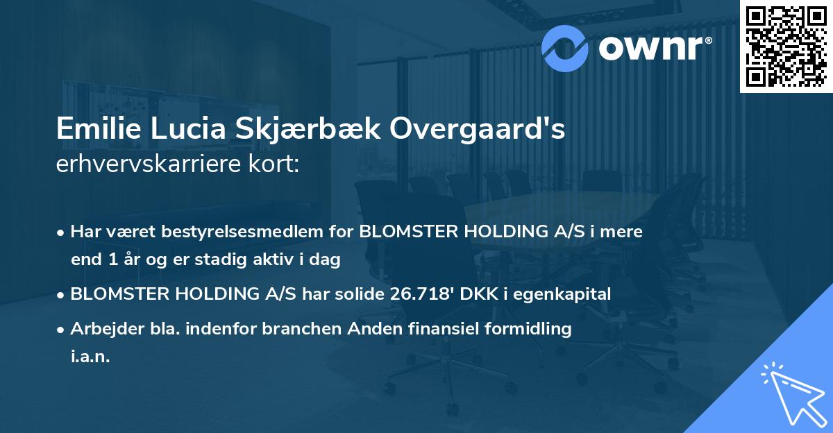 Emilie Lucia Skjærbæk Overgaard's erhvervskarriere kort