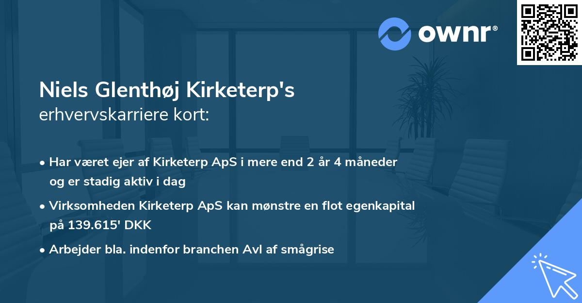 Niels Glenthøj Kirketerp's erhvervskarriere kort