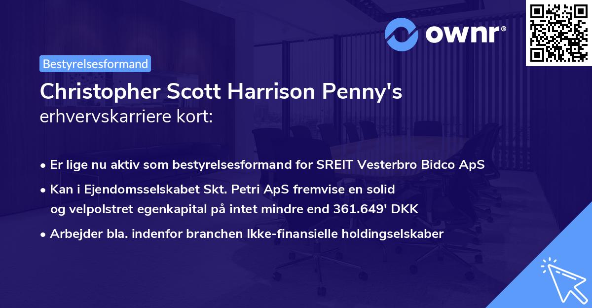 Christopher Scott Harrison Penny's erhvervskarriere kort