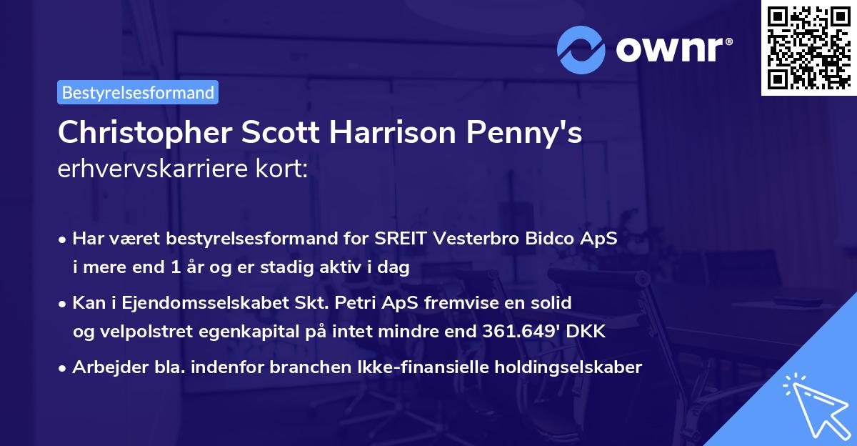 Christopher Scott Harrison Penny's erhvervskarriere kort