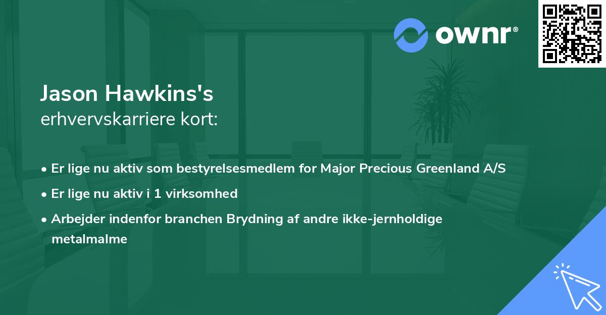 Jason Hawkins's erhvervskarriere kort