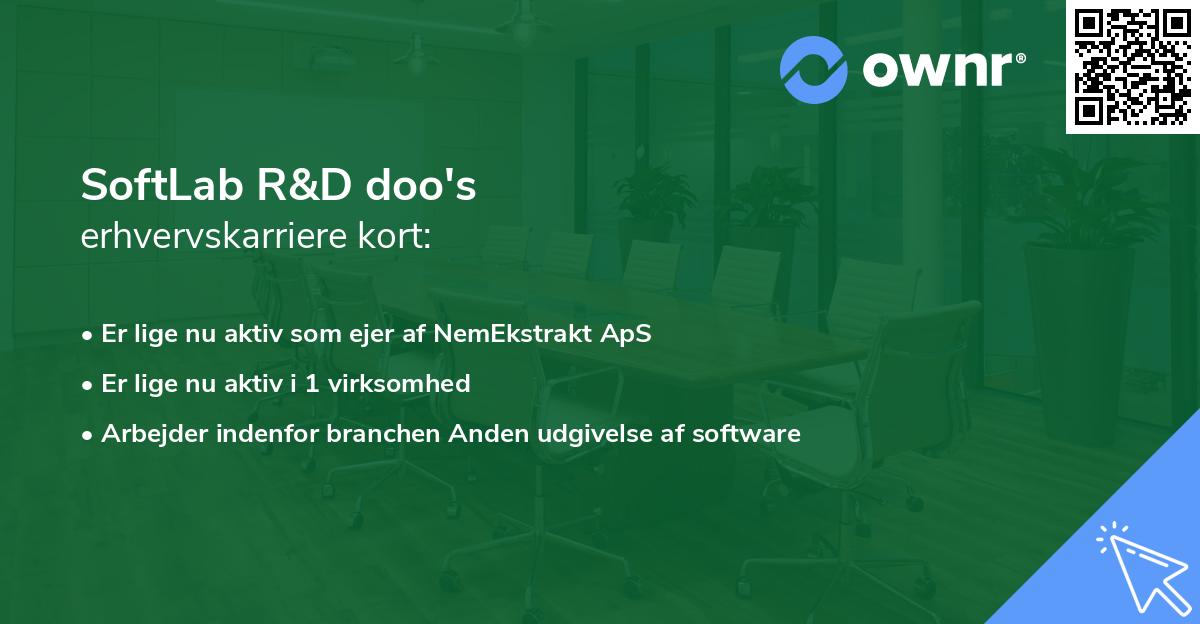 SoftLab R&D doo's erhvervskarriere kort