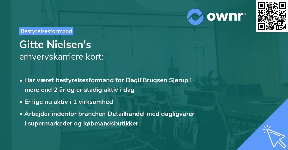 Gitte Nielsen's erhvervskarriere kort