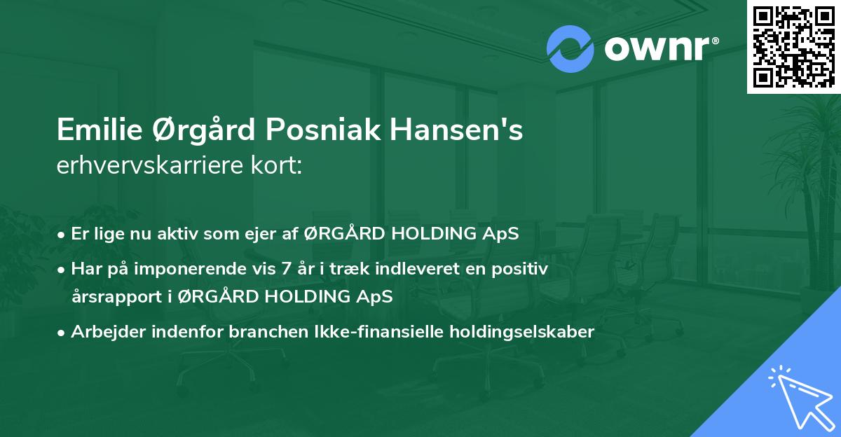 Emilie Ørgård Posniak Hansen's erhvervskarriere kort