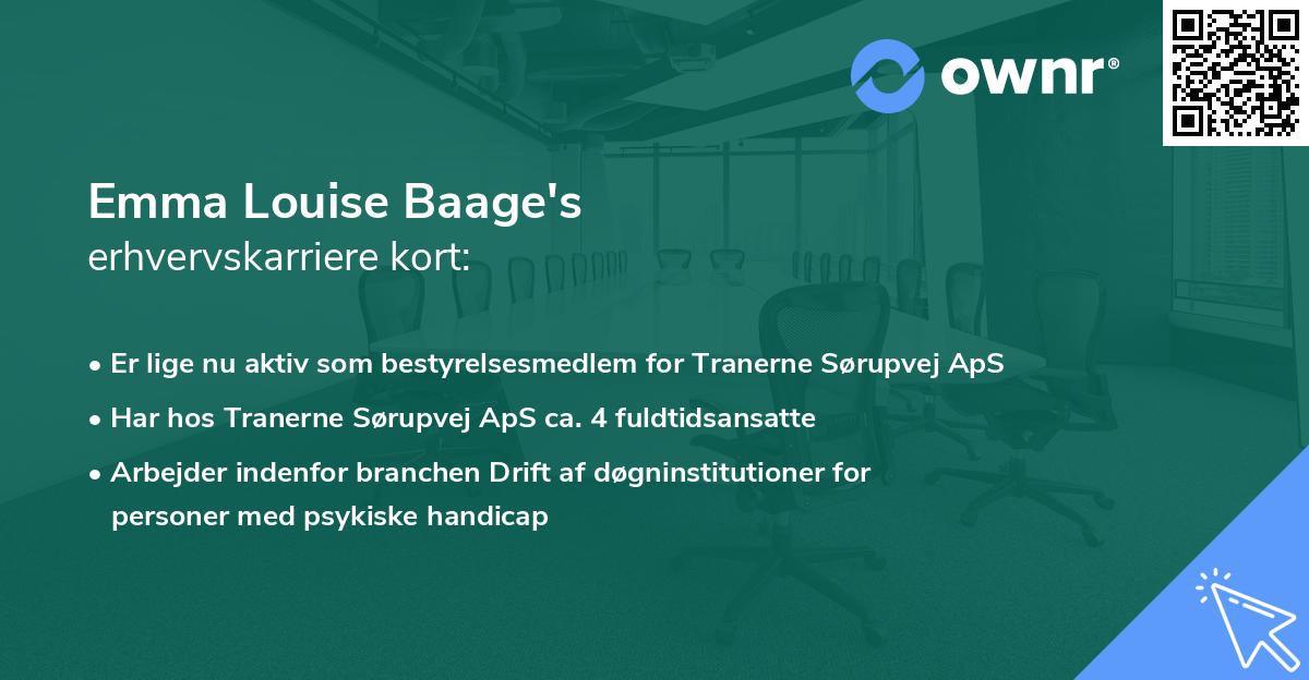 Emma Louise Baage's erhvervskarriere kort