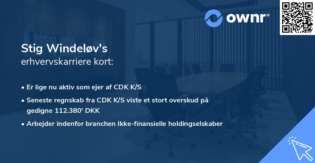 Stig Windeløv's erhvervskarriere kort