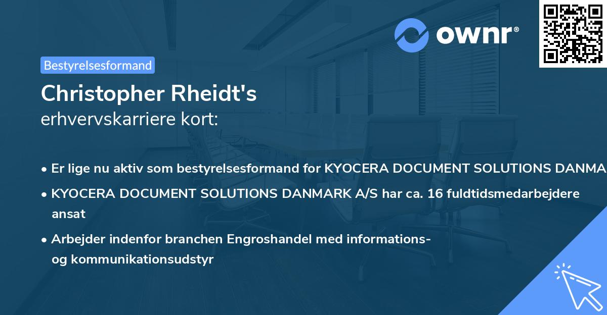 Christopher Rheidt's erhvervskarriere kort