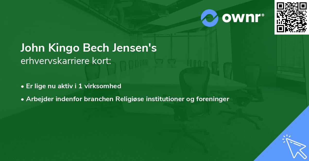 John Kingo Bech Jensen's erhvervskarriere kort