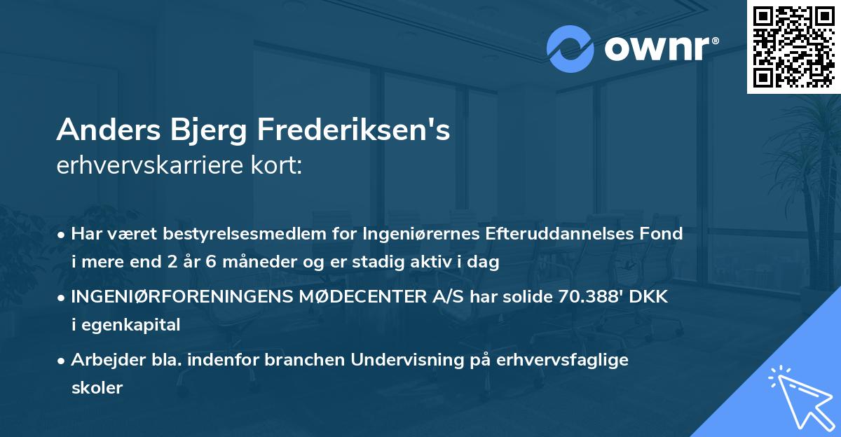 Anders Bjerg Frederiksen's erhvervskarriere kort