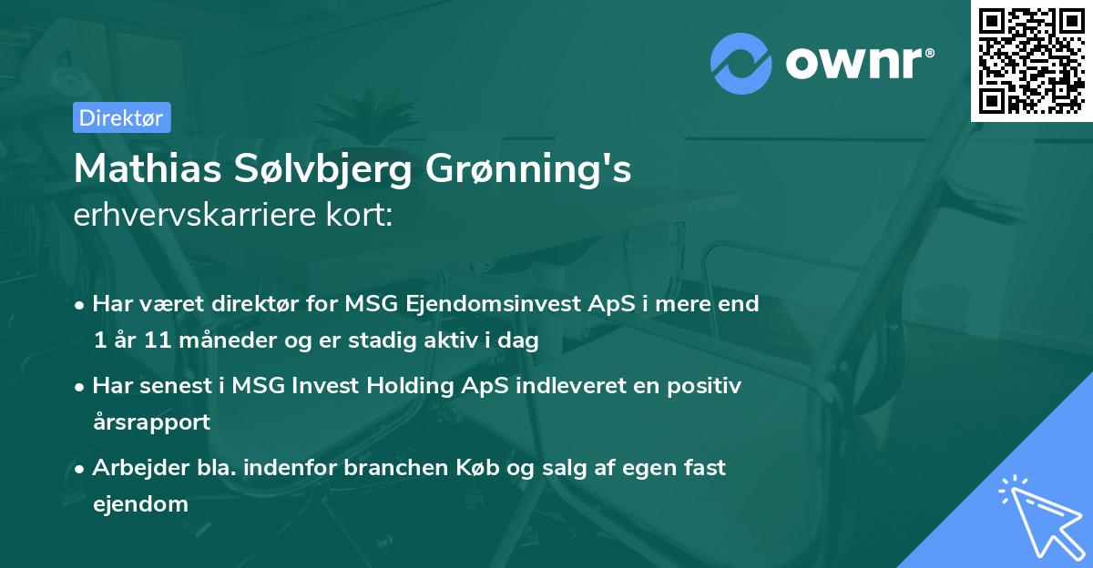 Mathias Sølvbjerg Grønning's erhvervskarriere kort