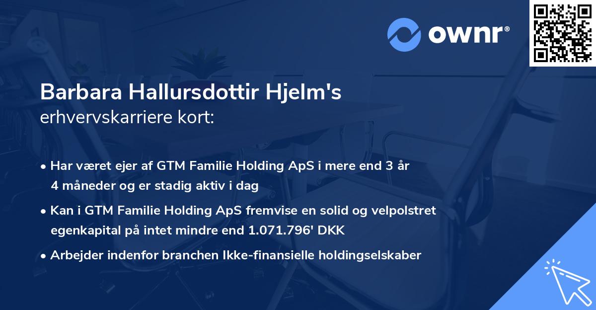Barbara Hallursdottir Hjelm's erhvervskarriere kort