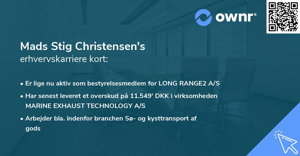 Mads Stig Christensen's erhvervskarriere kort