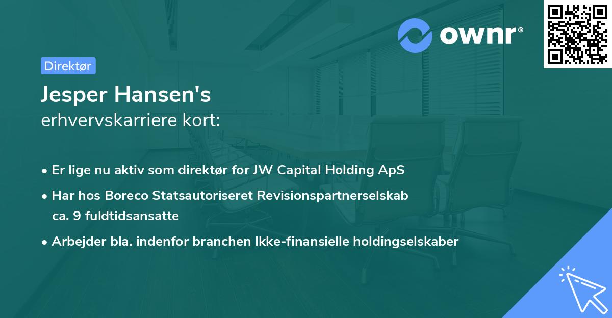 Jesper Hansen's erhvervskarriere kort