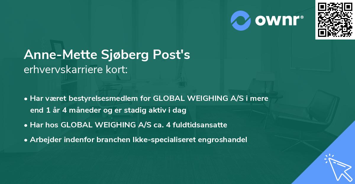 Anne-Mette Sjøberg Post's erhvervskarriere kort