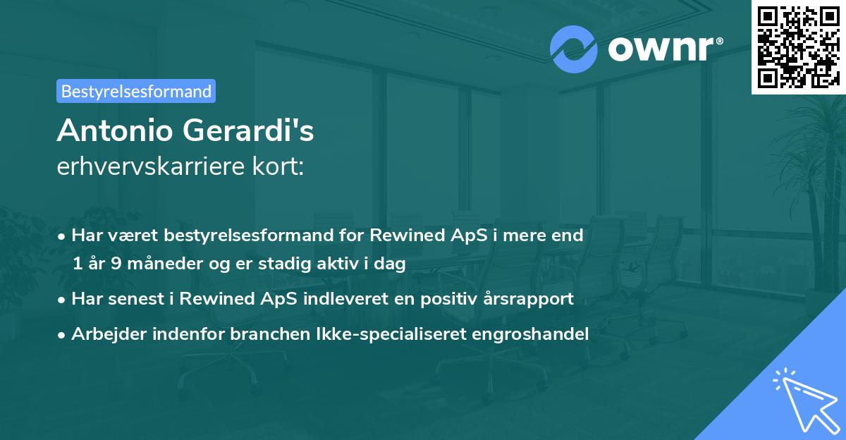 Antonio Gerardi's erhvervskarriere kort