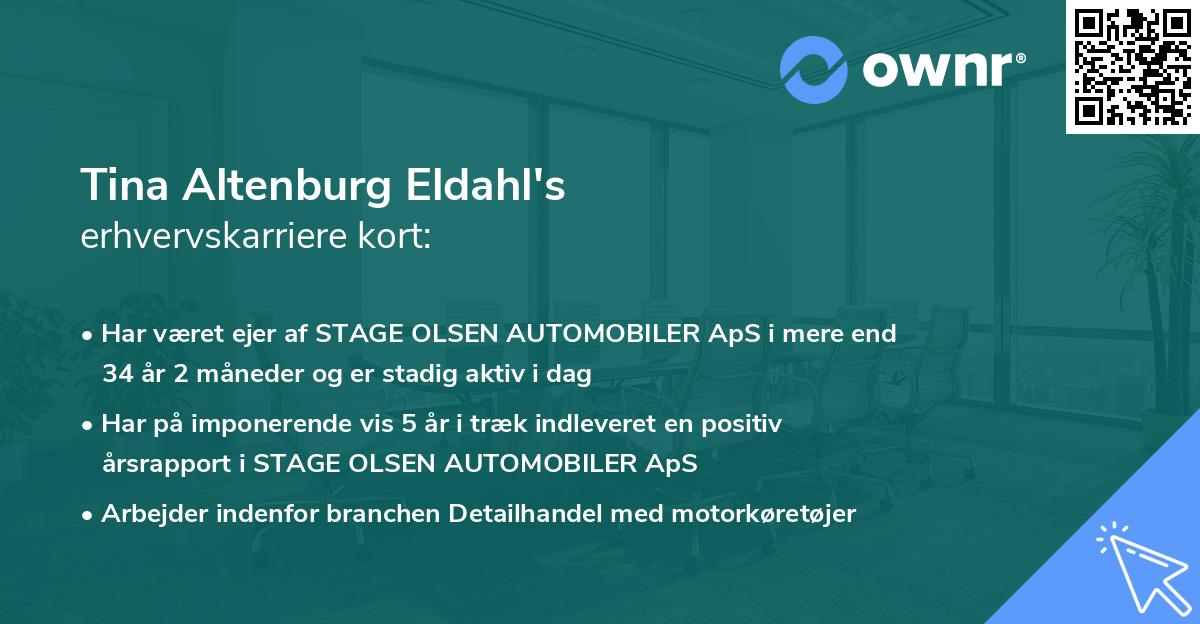 Tina Altenburg Eldahl's erhvervskarriere kort