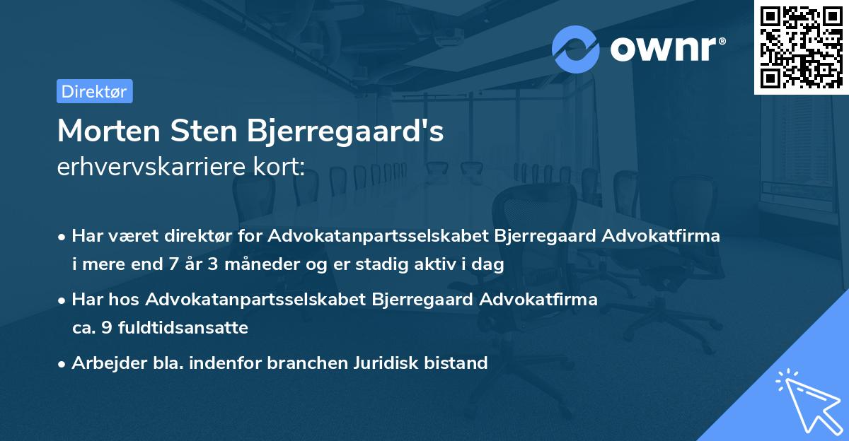 Morten Sten Bjerregaard's erhvervskarriere kort